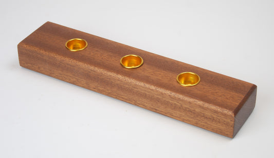 Solid Sapele 3 Candle Holder