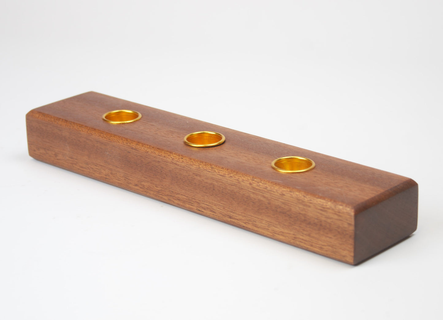 Solid Sapele 3 Candle Holder