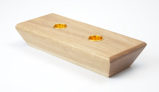 Solid Oak 2 Taper Candle Holder