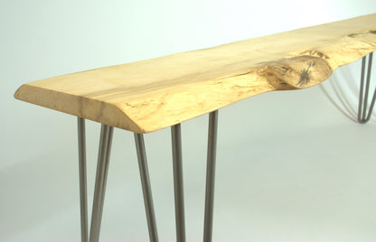 Sycamore Live Edge Bench with Grey Hairpin Legs