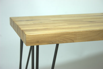 Oak Top Coffee Table With Black Hairpin Legs