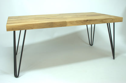 Oak Top Coffee Table With Black Hairpin Legs