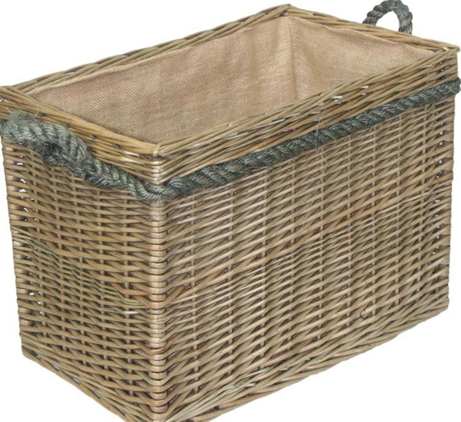 Medium Rectangular Rope Handled Log Basket