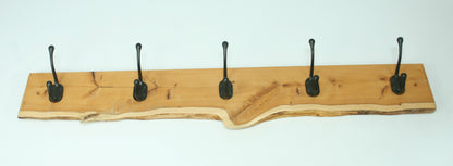 Live Edge Yew 6 Hook Coat Rack