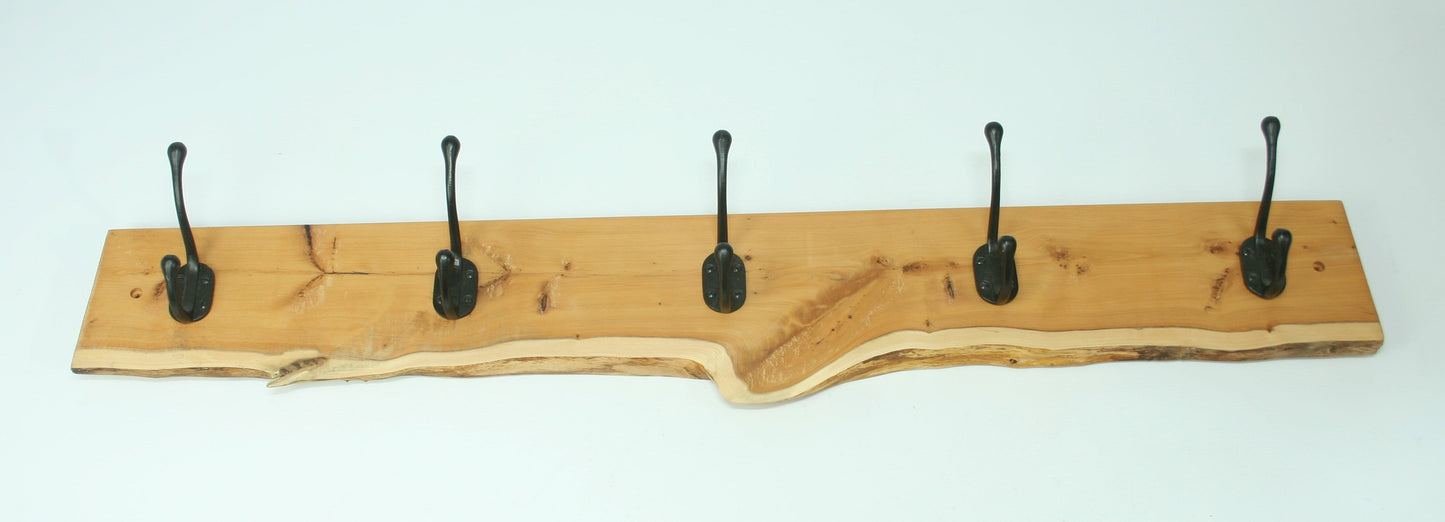 Live Edge Yew 6 Hook Coat Rack