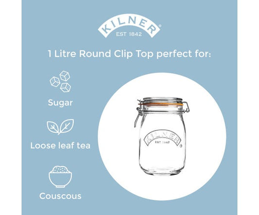 Kilner Clip Top Round Jar 1 Litre