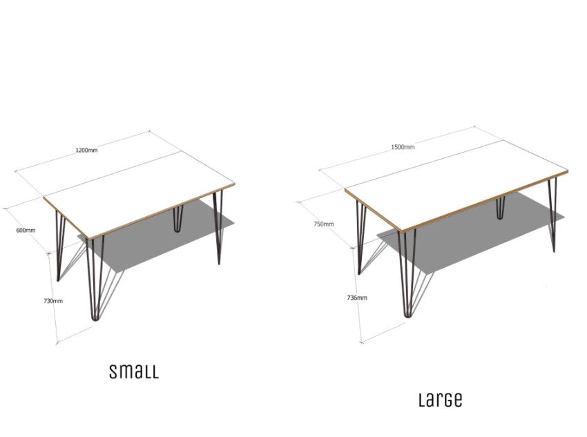 Hairpin Leg Formica Coated Birch Ply Dining Table/Desk