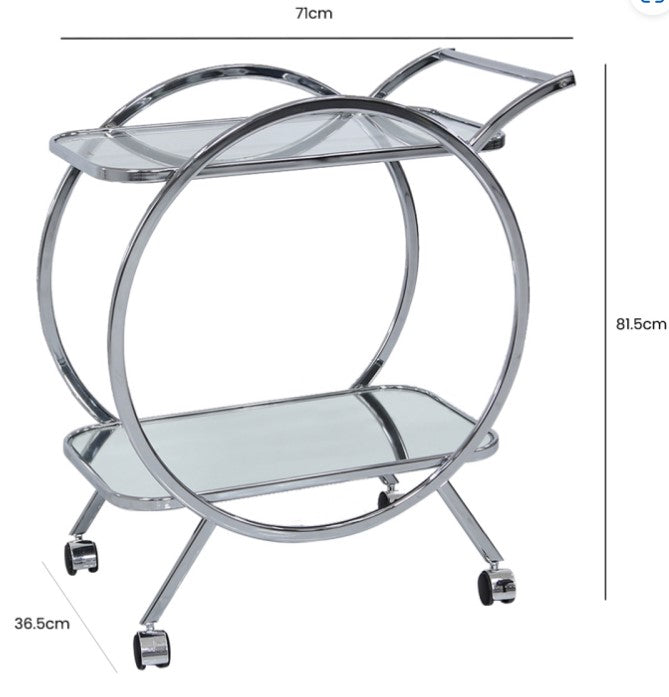 Harry Mirror Drinks Trolley - Silver