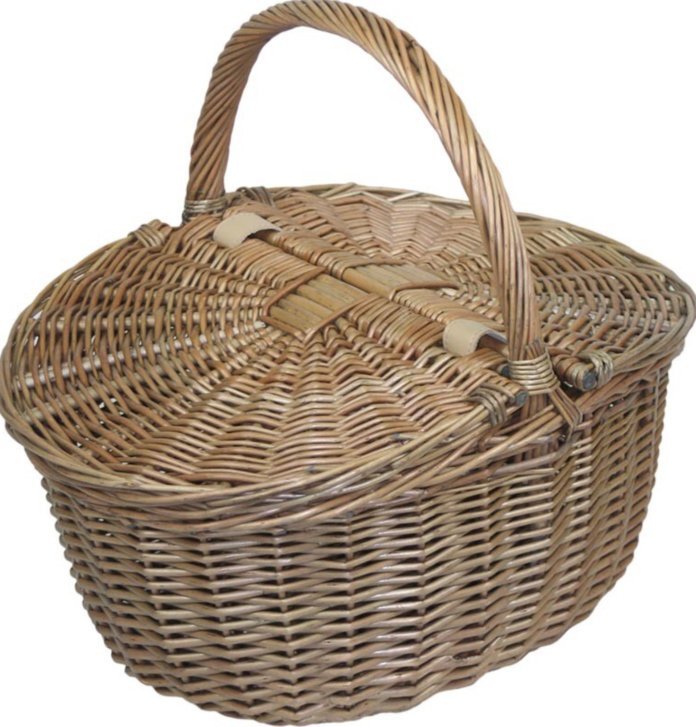 Antique Wash Finish Oval Picnic Basket (Without Lining)