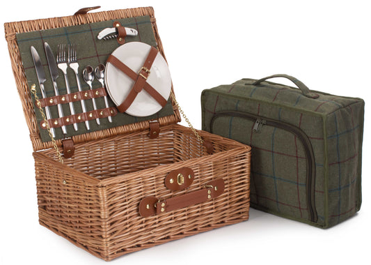 2 Person Green Tweed Hamper