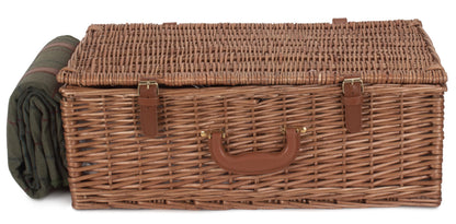 4 Person Green Tweed Hamper