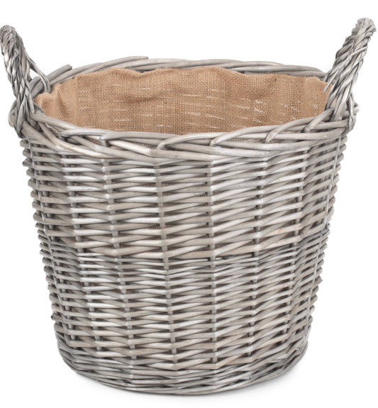 Large Round Lined Wicker Log Basket