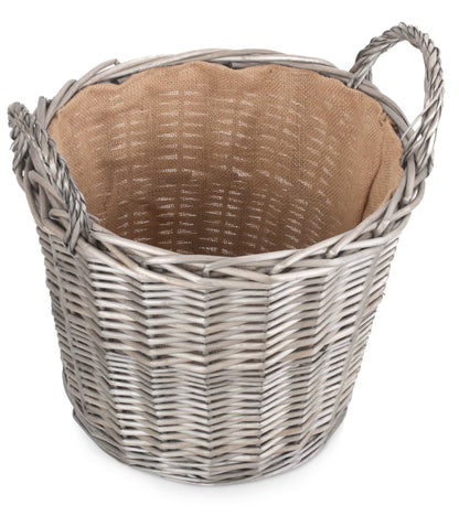 Large Round Lined Wicker Log Basket