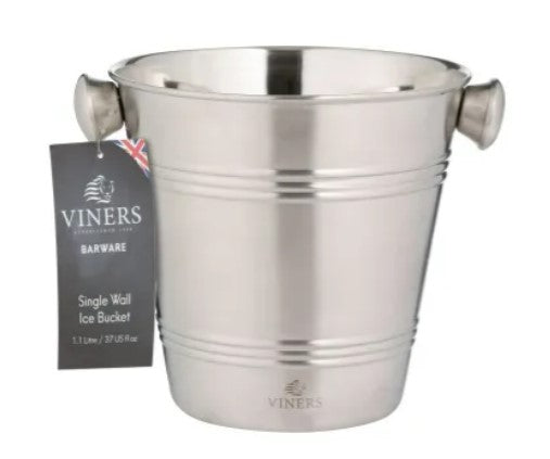 Viners Barware 1l Silver Single Wall Ice Bucket