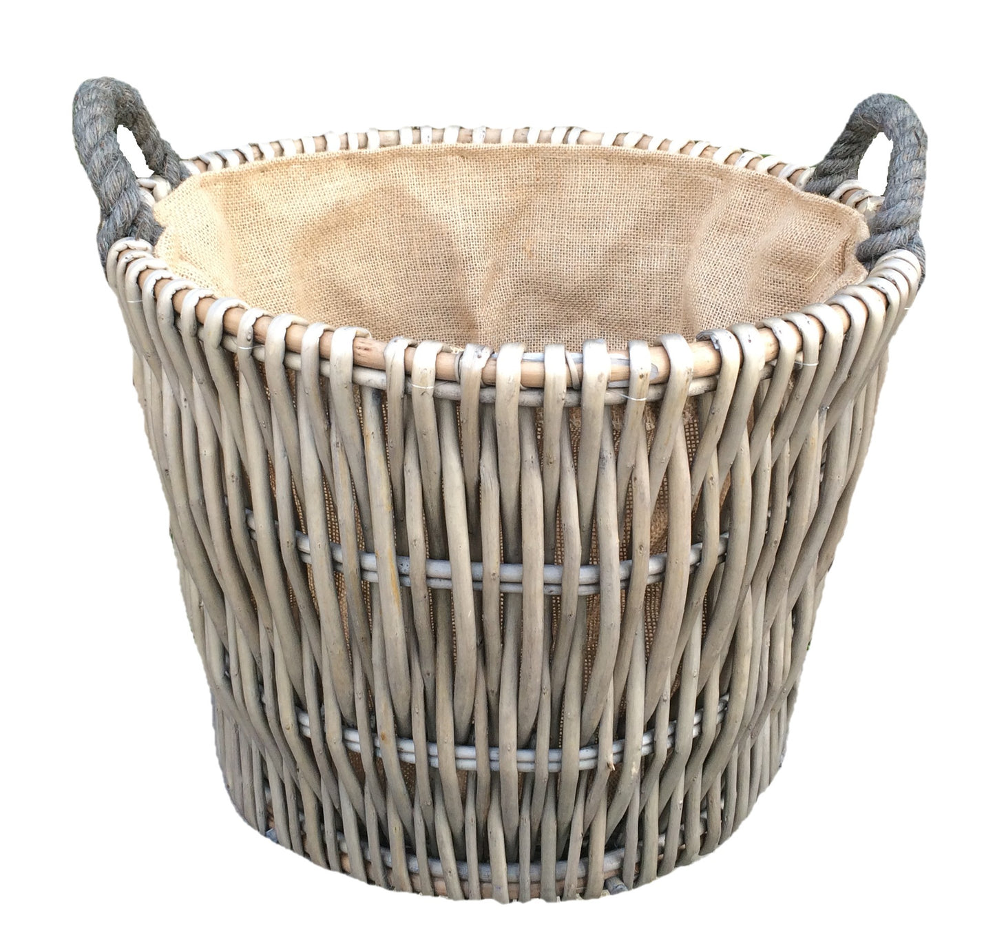 Small Round vertical Weave Grey Log Basket