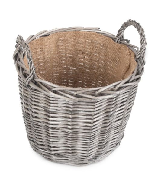 Medium Round Lined Wicker Log Basket
