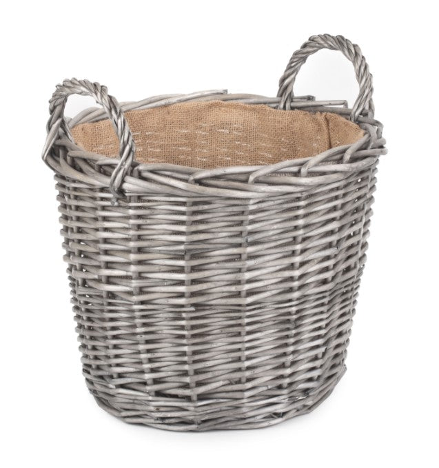 Medium Round Lined Wicker Log Basket